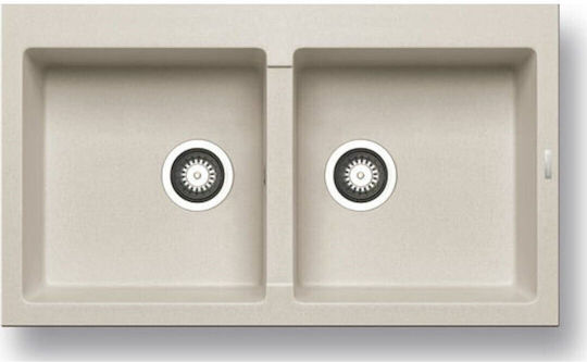 Pyramis Athlos 2B 070071411 Drop-In Sink Synthetic Granite W86xD50cm Beige