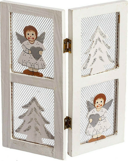 JK Home Decoration Weihnachtliche Holz Figur Unterschrift Weiß