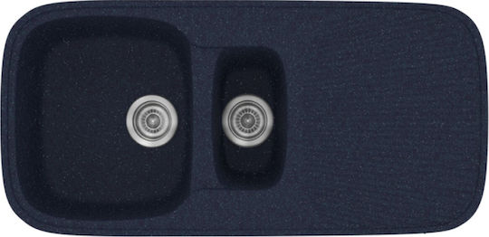 Sanitec Classic Drop-In Sink Left Synthetic Granite W97xD50cm Granite Blue