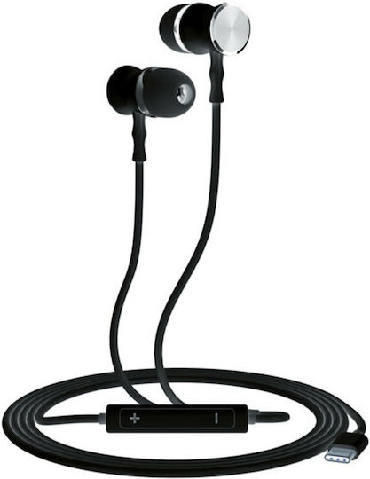 Ksix Ergonomic În ureche Handsfree cu Mufă USB-C Negru