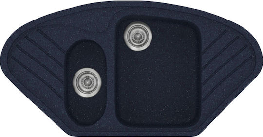 Sanitec Classic Drop-In Sink Corner Right Synthetic Granite W96xD51cm Granite Blue