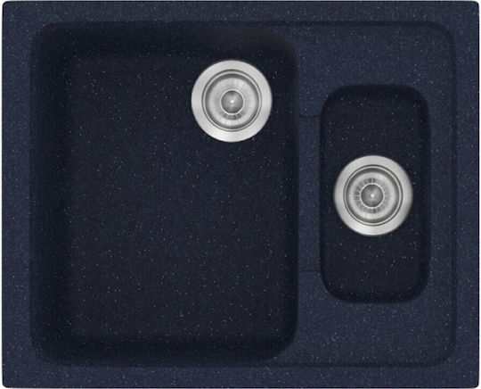 Sanitec Classic Drop-In Kitchen Sink Made of Liquid Granite M62xP51cm Granite Blue