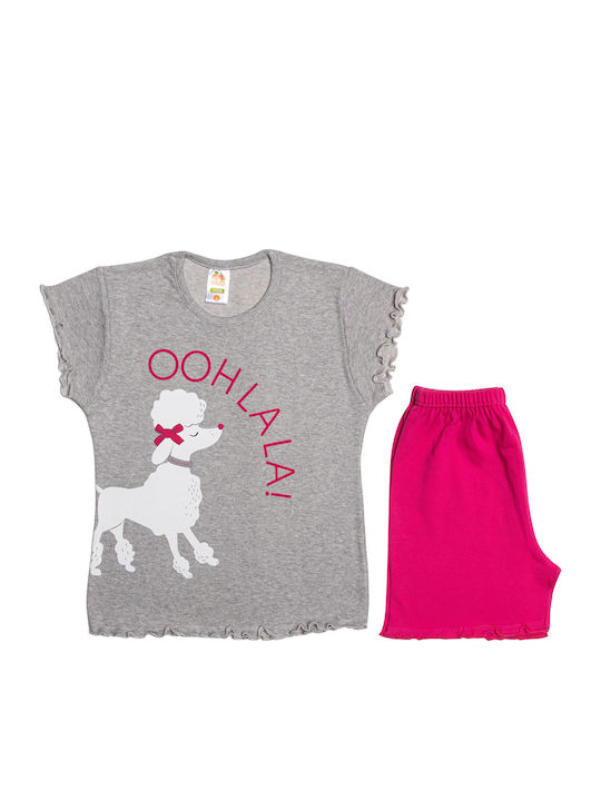 Nina Club OhLaLaLa Set Top & Bottom Kids Summer Cotton Pyjamas Gray