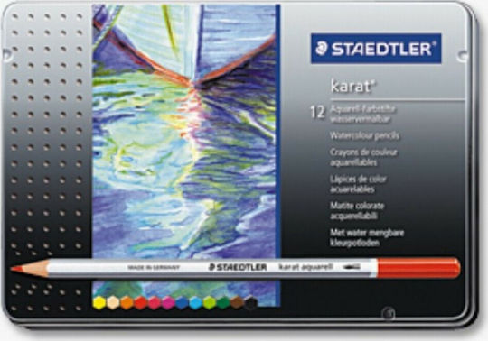 Staedtler Karat Metal Aquarell Farbstift-Set Aquarell in einer Box 12Stück Packung von 1 Verpackungen