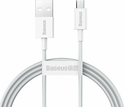 Baseus Superior Series Regulat USB 2.0 spre micro USB Cablu Alb 1m (CAMYS-02) 1buc