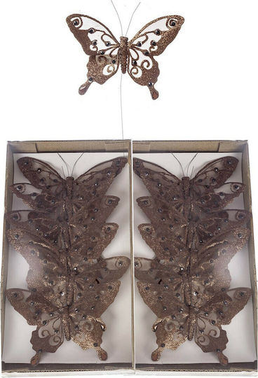 JK Home Decoration Великденска Пеперуда Текстилна Кафява Комплект 12 Бройки