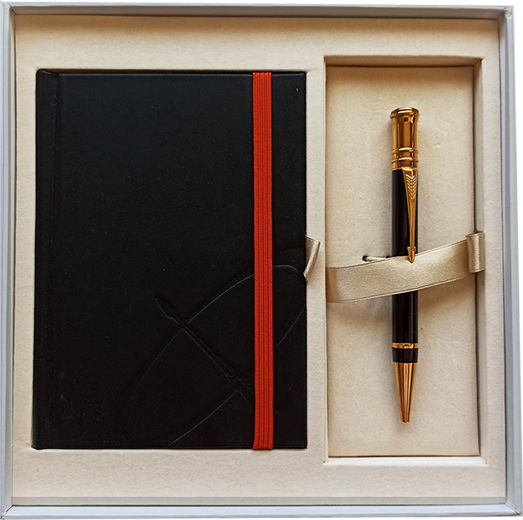 Parker Duofold Acrylic Desk Set with Notebook and Pen Laque Black 2 Pieces