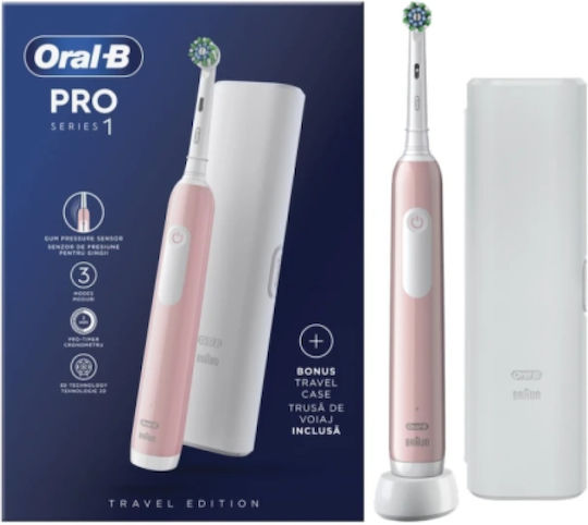 Oral-B Pro 750 CrossAction Special Edition Ηλεκτρική Οδοντόβουρτσα με Χρονομετρητή και Θήκη Ταξιδίου Ροζ