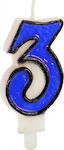 Κεράκι Γενεθλίων Νούμερο 3 Μπλε