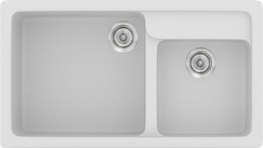 Sanitec Classic Drop-In Spüle Links aus Verbundgranulat B90xT51cm White