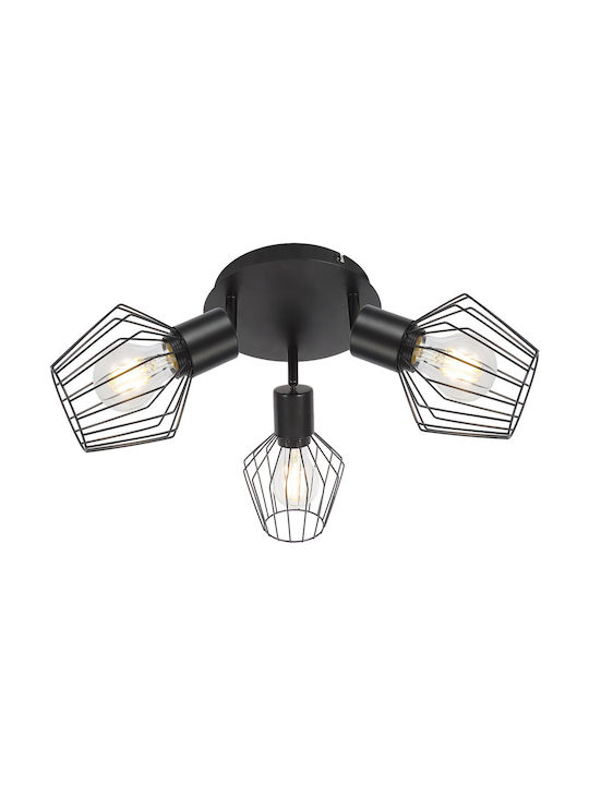 Rabalux Belano Dreifach Spot mit Fassung E14 in Schwarz Farbe