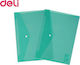 Deli Folder Transparent with Button for Paper A4 Green