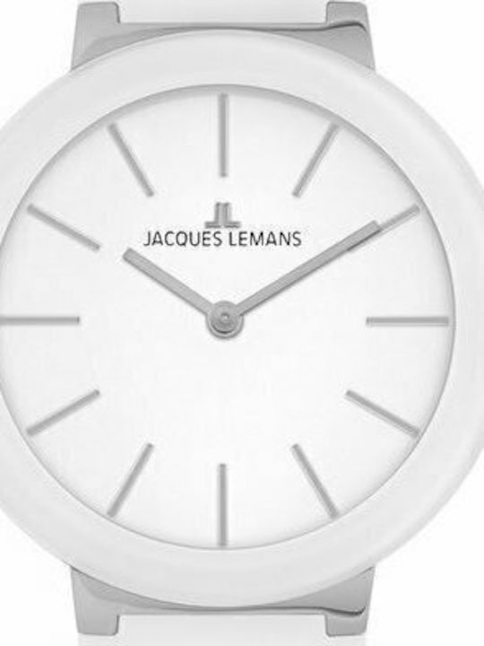 Jacques Lemans Monaco Дамски Часовник 34mm Кварцов с Бяла Кожена Каишка