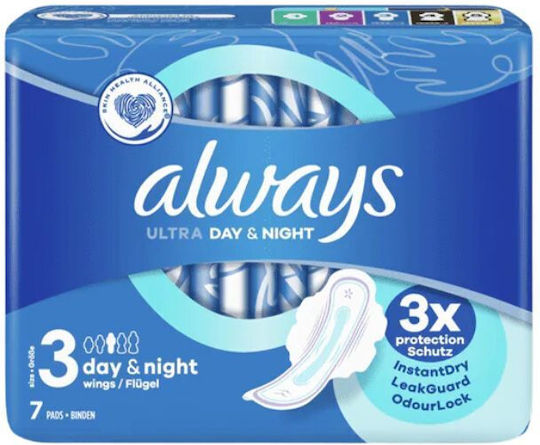 Always Ultra Night Sanitary Pads with Wings for Heavy Flow 6 Drops Size 3 7pcs