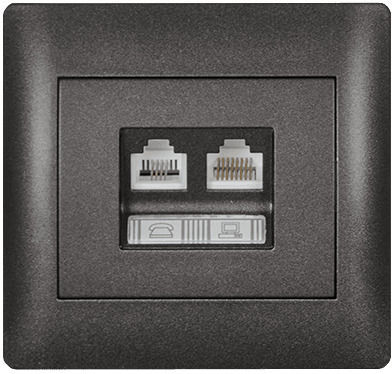 Elmark Rhyme Double Network Socket RJ45/RJ11 Black 11735