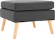 Stool Footstool Upholstered with Fabric Dark Grey 54x54x43.5cm