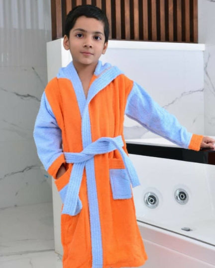 Kids Bathrobe Marwa Blue-Orange with Hood Kids Bathrobe Marwa Blue-Orange with Hood