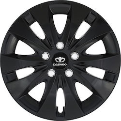 Jestic Auto Radkappen Set Storm X mit Marke Daewoo 4Stück 15" Schwarz