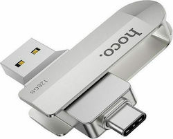 Hoco UD10 128GB USB 3.0 Stick cu conexiune USB-A & USB-C Argint