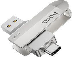 Hoco UD10 128GB USB 3.0 Stick cu conexiune USB-A & USB-C Argint