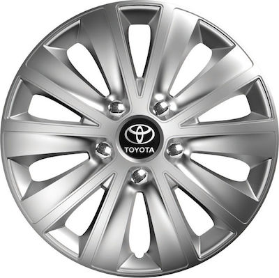 Versaco Car Hubcap Set Rapide NC with Toyota Emblem 15" 4pcs Silver