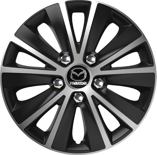 Versaco Set Capace De Roți Auto Rapide NC Compatibilitate Mazda 4 Bucăți 15 Argintii/Negre