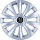 Jestic Car Hubcap Set Delta with Peugeot Emblem 15" 4pcs Silver