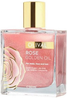 Olival Rose Golden Organic Rose Oil with Shimmer for Face, Hair, and Body 50ml