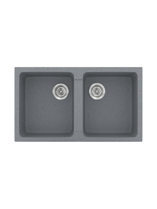 Sanitec Classic Drop-In Sink Synthetic Granite W86xD50cm Metallic Silver