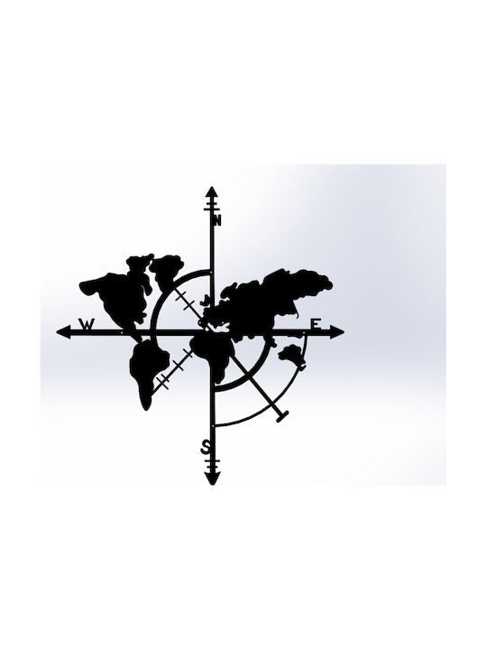 Freebox Decorative Silhouette World Map Black Made of Metal 50x1.5x48cm