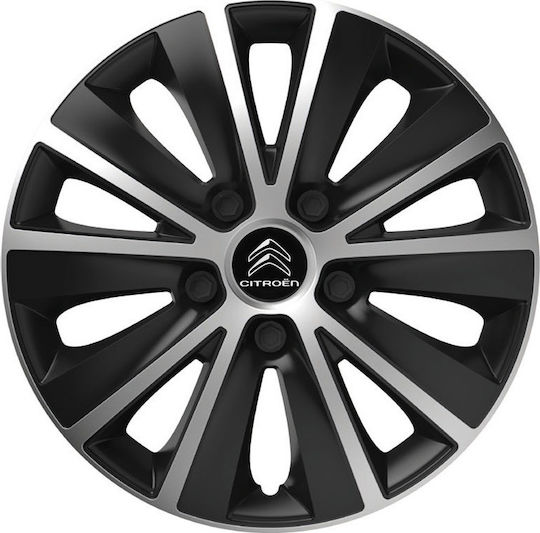 Versaco Set Capace de Roți Auto Rapide cu Siglă Citroen 4 Bucăți 16" Argintii/Negre