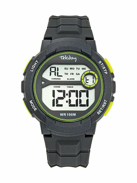 Tekday Digital Men's Watch 42mm Chronograph Battery with Gray Rubber Strap