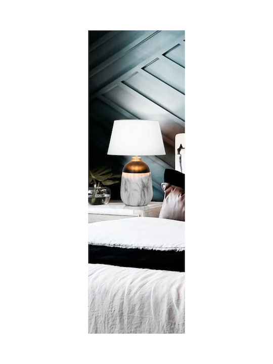 Viokef Regina Ceramic Table Lamp for Socket E14 with White Shade and Base