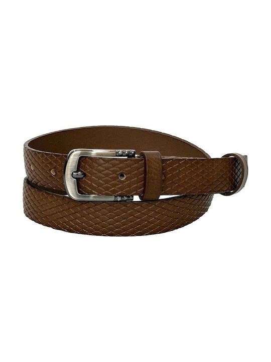 Women's Belt made of Genuine Leather of Exceptional Quality with 2,5cm Pyrography of Greek Manufacture in Taba