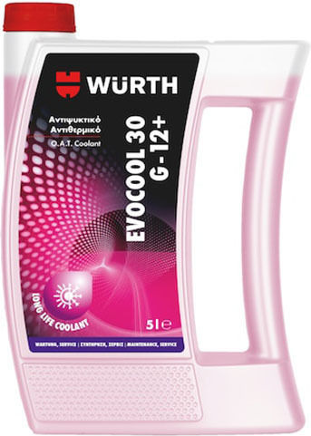 Wurth Evocool 30 Автомобилен Антифриз Paraflu G12+ -30°C Розов Цвят 5л