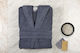 Aigaion Nua Cotton Bathrobe with Collar Shadow Blue 320gr/m²
