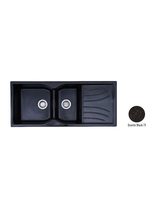 Crown R-16 Economic 6816 6816-71 Drop-In Spüle Links aus Verbundgranulat B114xT49cm Granite Black