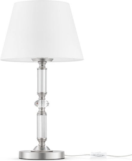 Maytoni Riverside Metal Lampă de masă pentru Soclu E27 cu Abajur Alb și Bază Argintiu