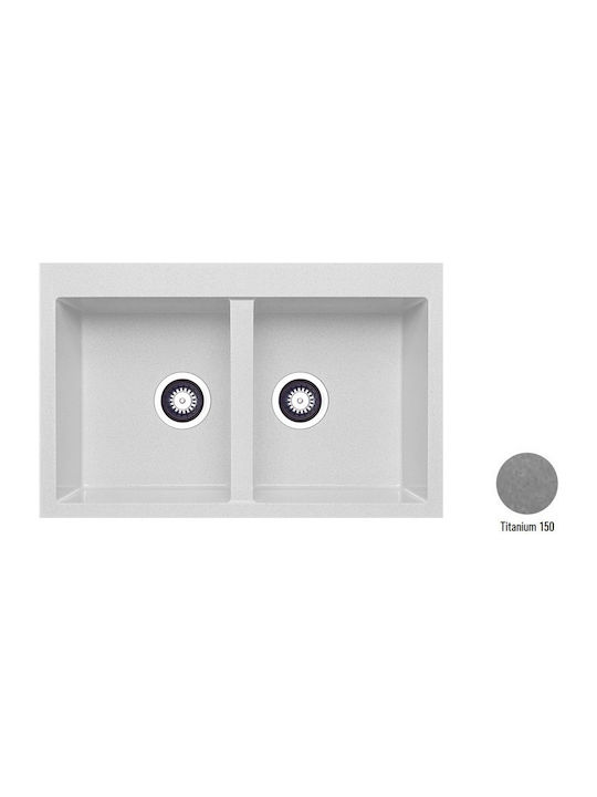 Crown Quadra Q-82 6782 6782-150 Drop-In Мивка от Синтетичен Гранит Ш79xД50см Титан