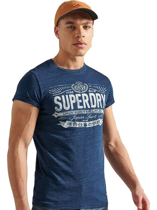 Superdry T-shirt Bărbătesc cu Mânecă Scurtă Albastru