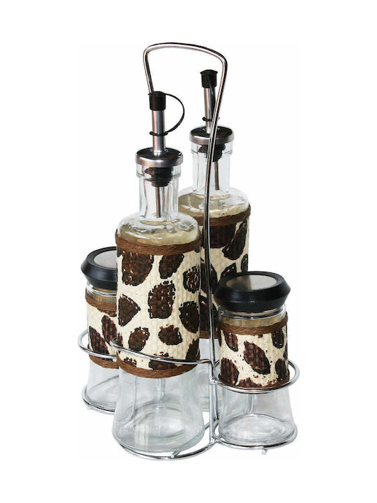 Viosarp Oil & Vinegar Set with Salt & Pepper Glass with Flow