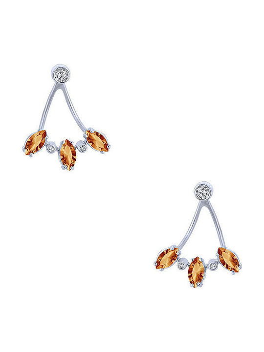 Silver earjackets earrings "Honey Navette"