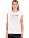 Nikki Crystal Women's Athletic Blouse Sleeveless White