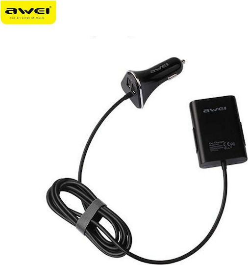 Awei C-400 Φορτιστής Αυτοκινήτου 9.4A με Θύρες: 4xUSB Μαύρο Χρώμα