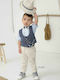 Bonito Baby Boys Baptism Suit with Vest 21102 5pcs Blue