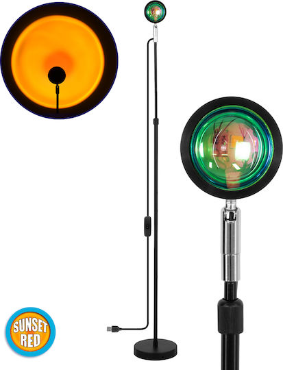 GloboStar Sunset Red 180° LED Φωτιστικό Δαπέδου Υ94xΜ87.5εκ. με Ρυθμιζόμενο Λευκό Φως Μαύρο