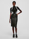 Leather Pencil High-waisted Midi Skirt Black