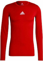 Adidas TechFit Bluza termică pentru bărbați cu mâneci lungi Compresie Roșu