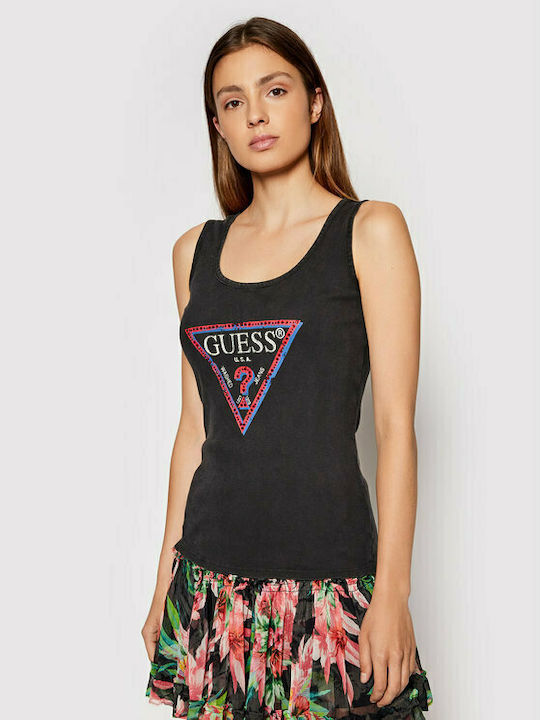 Guess Damen Sommer Bluse Ärmellos Schwarz