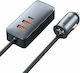 Baseus Car Charger Gray Fast Charging with Ports: 3xUSB 1xType-C